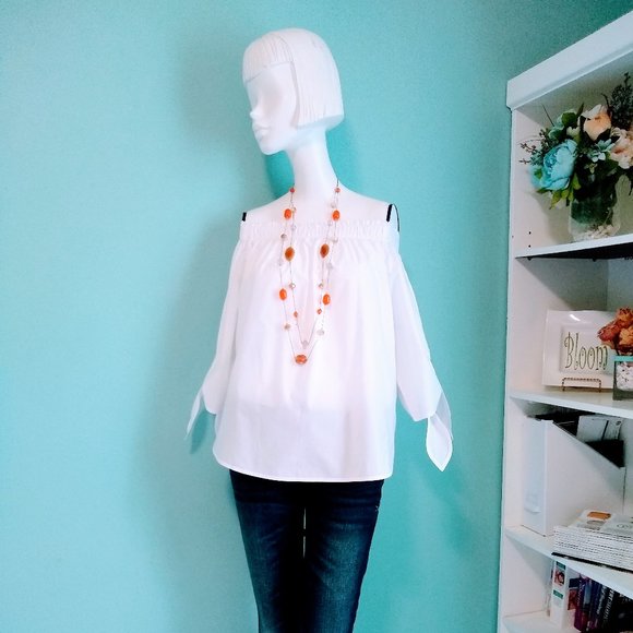 H&M White Peasant top Sz 4 - Picture 7 of 8